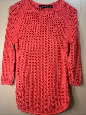 Women’s S Jeanne Pierre Coral Open-Knit Lightweight Sweater